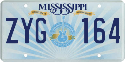 MS license plate ZYG164