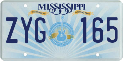 MS license plate ZYG165