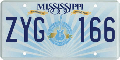 MS license plate ZYG166