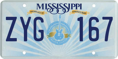MS license plate ZYG167