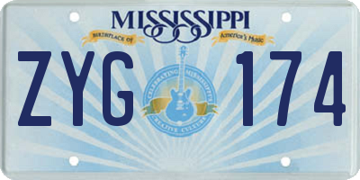 MS license plate ZYG174