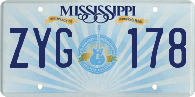 MS license plate ZYG178