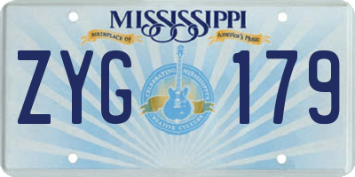 MS license plate ZYG179