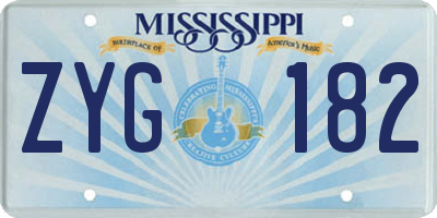 MS license plate ZYG182
