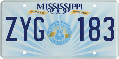 MS license plate ZYG183