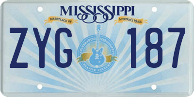 MS license plate ZYG187