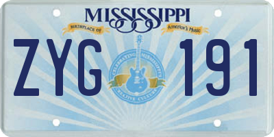MS license plate ZYG191