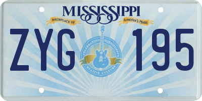 MS license plate ZYG195