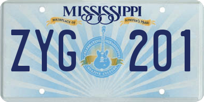 MS license plate ZYG201