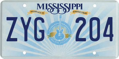 MS license plate ZYG204