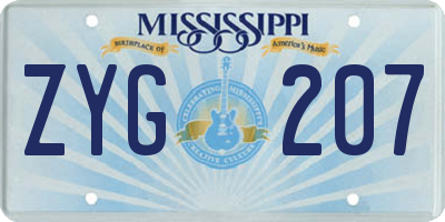 MS license plate ZYG207