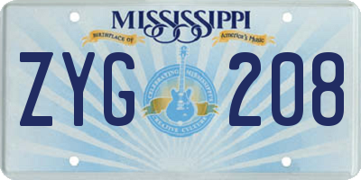 MS license plate ZYG208