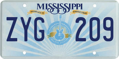 MS license plate ZYG209