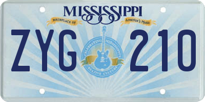 MS license plate ZYG210