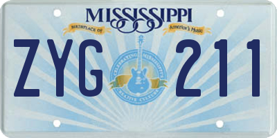 MS license plate ZYG211