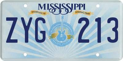 MS license plate ZYG213