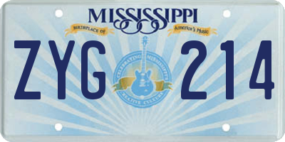 MS license plate ZYG214