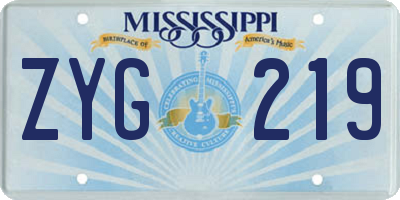 MS license plate ZYG219