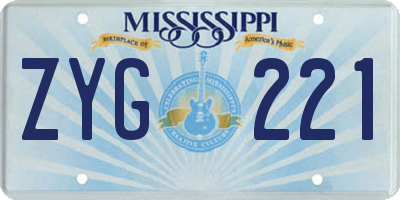 MS license plate ZYG221