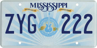 MS license plate ZYG222