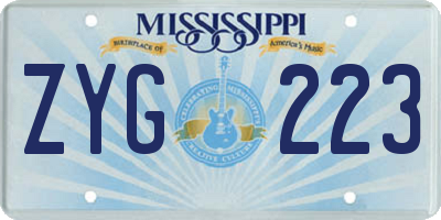 MS license plate ZYG223