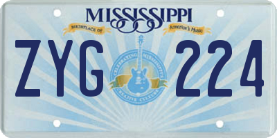 MS license plate ZYG224
