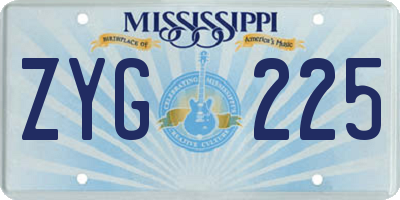 MS license plate ZYG225