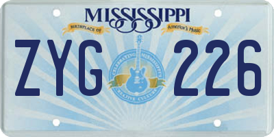 MS license plate ZYG226