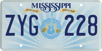 MS license plate ZYG228