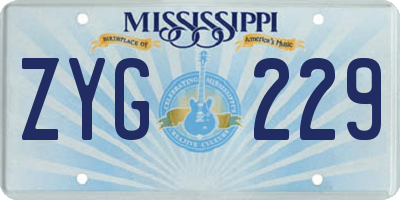 MS license plate ZYG229