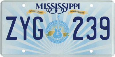 MS license plate ZYG239