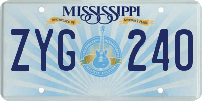 MS license plate ZYG240
