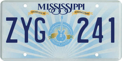MS license plate ZYG241