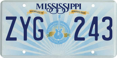 MS license plate ZYG243