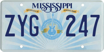 MS license plate ZYG247