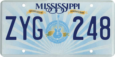MS license plate ZYG248