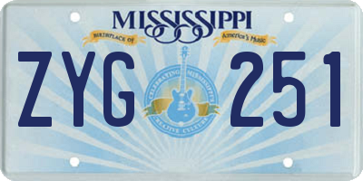 MS license plate ZYG251