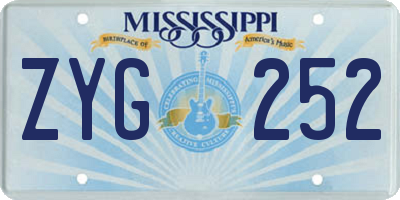MS license plate ZYG252