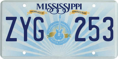 MS license plate ZYG253