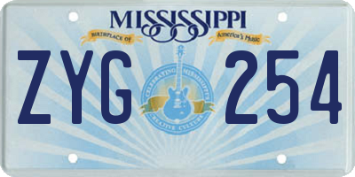 MS license plate ZYG254