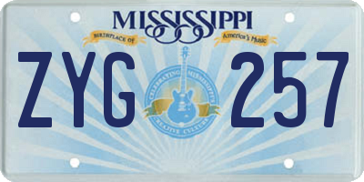 MS license plate ZYG257