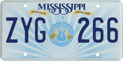 MS license plate ZYG266