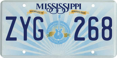 MS license plate ZYG268
