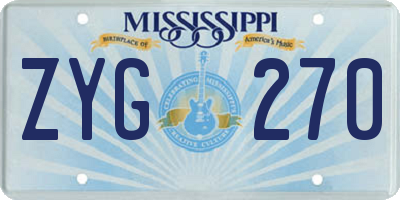 MS license plate ZYG270