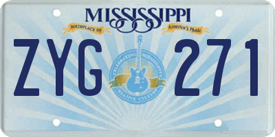MS license plate ZYG271