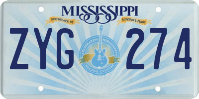 MS license plate ZYG274