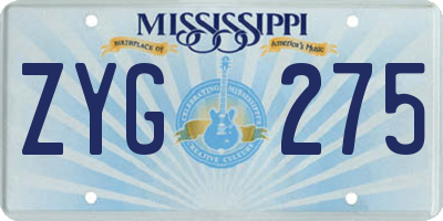 MS license plate ZYG275