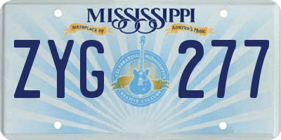 MS license plate ZYG277