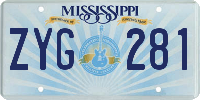 MS license plate ZYG281