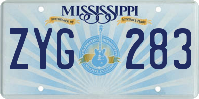 MS license plate ZYG283